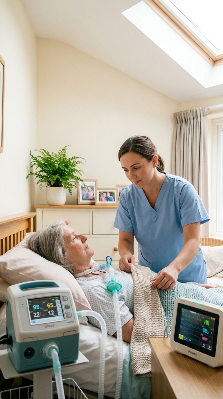 Pflegekraft im warmen Gespräch mit älterem Patienten